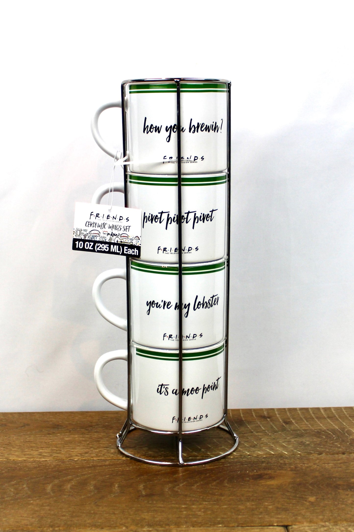 Friends Central Perk 4 Set Catchphrase Mugs w/ Holder