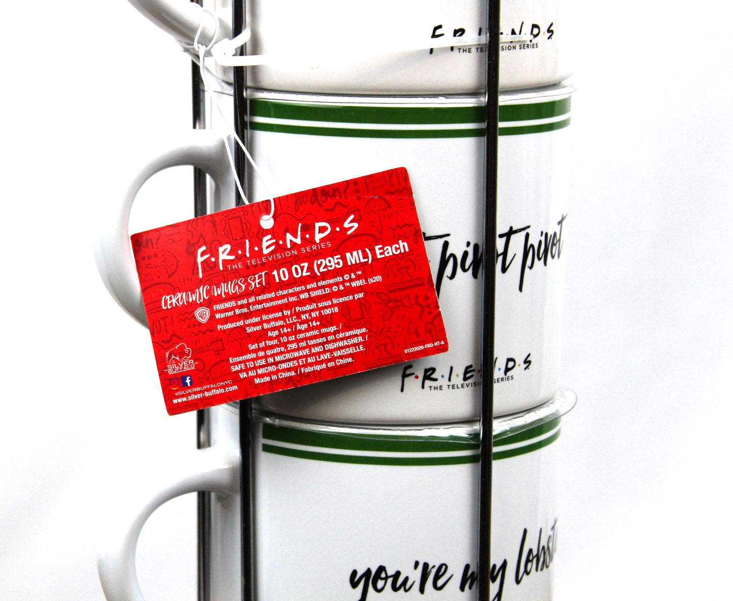 Friends Central Perk 4 Set Catchphrase Mugs w/ Holder