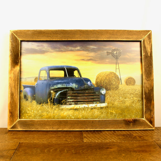 Old Chevy Windmill Wooden Picture