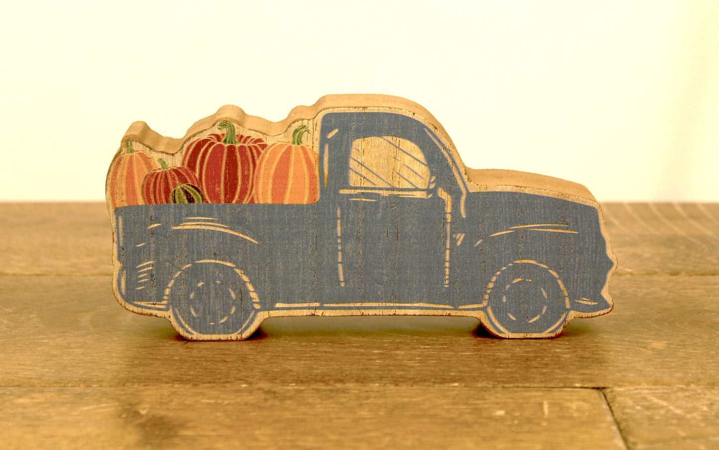 Chunky Blue Pumpkin Wood Truck