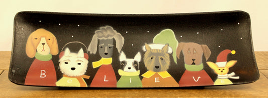 Believe Doggie Christmas Wood Tray