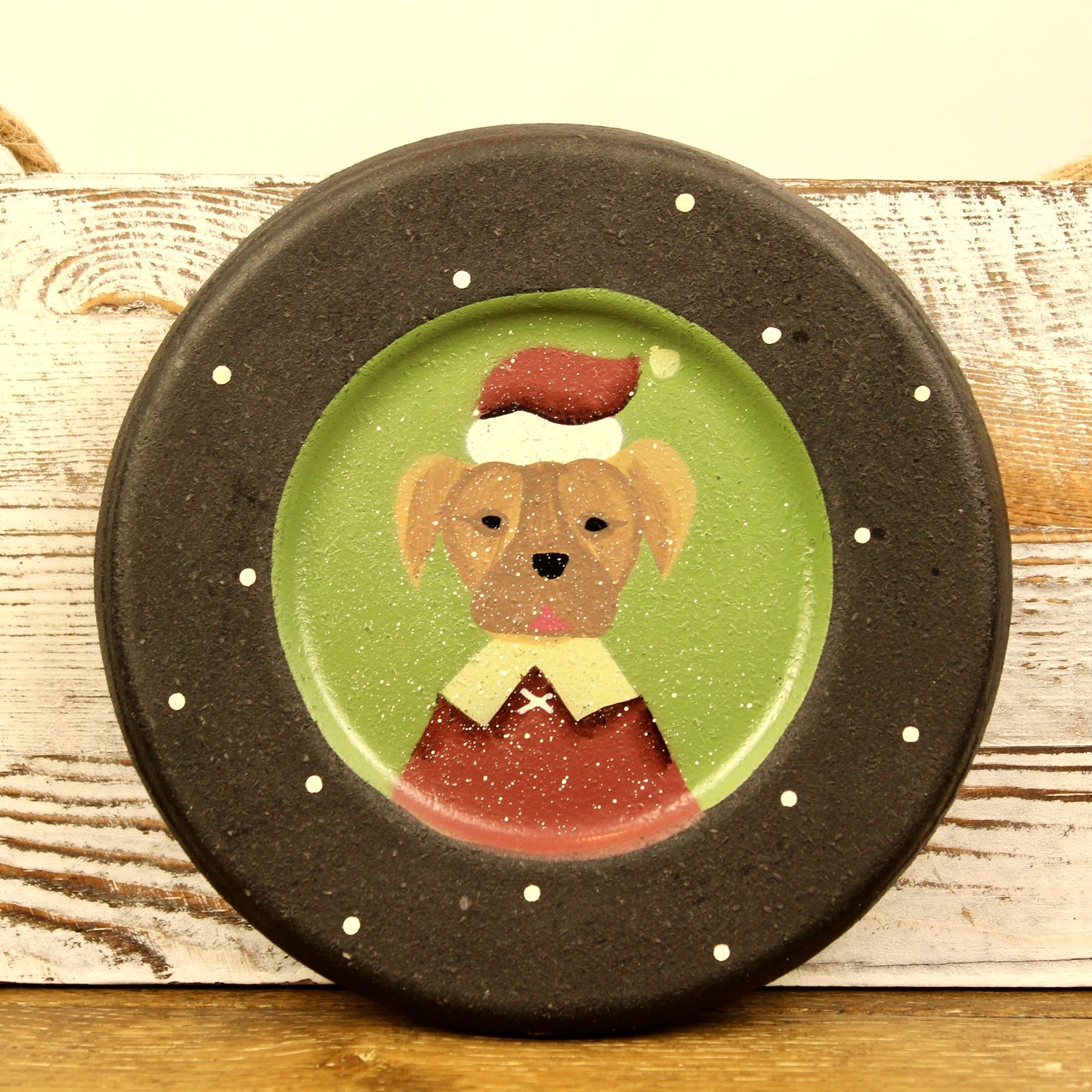 Christmas Dog Wood Plate