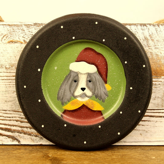 Christmas Dog Wood Plate