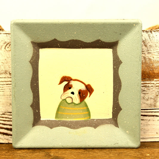 Pup Portrait Square Wooden Plate