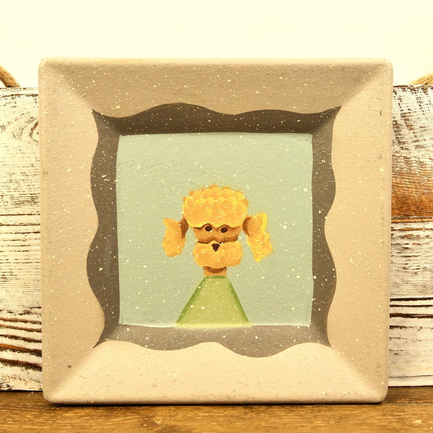 Pup Portrait Square Wooden Plate