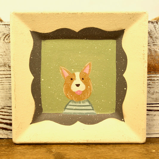 Pup Portrait Square Wooden Plate