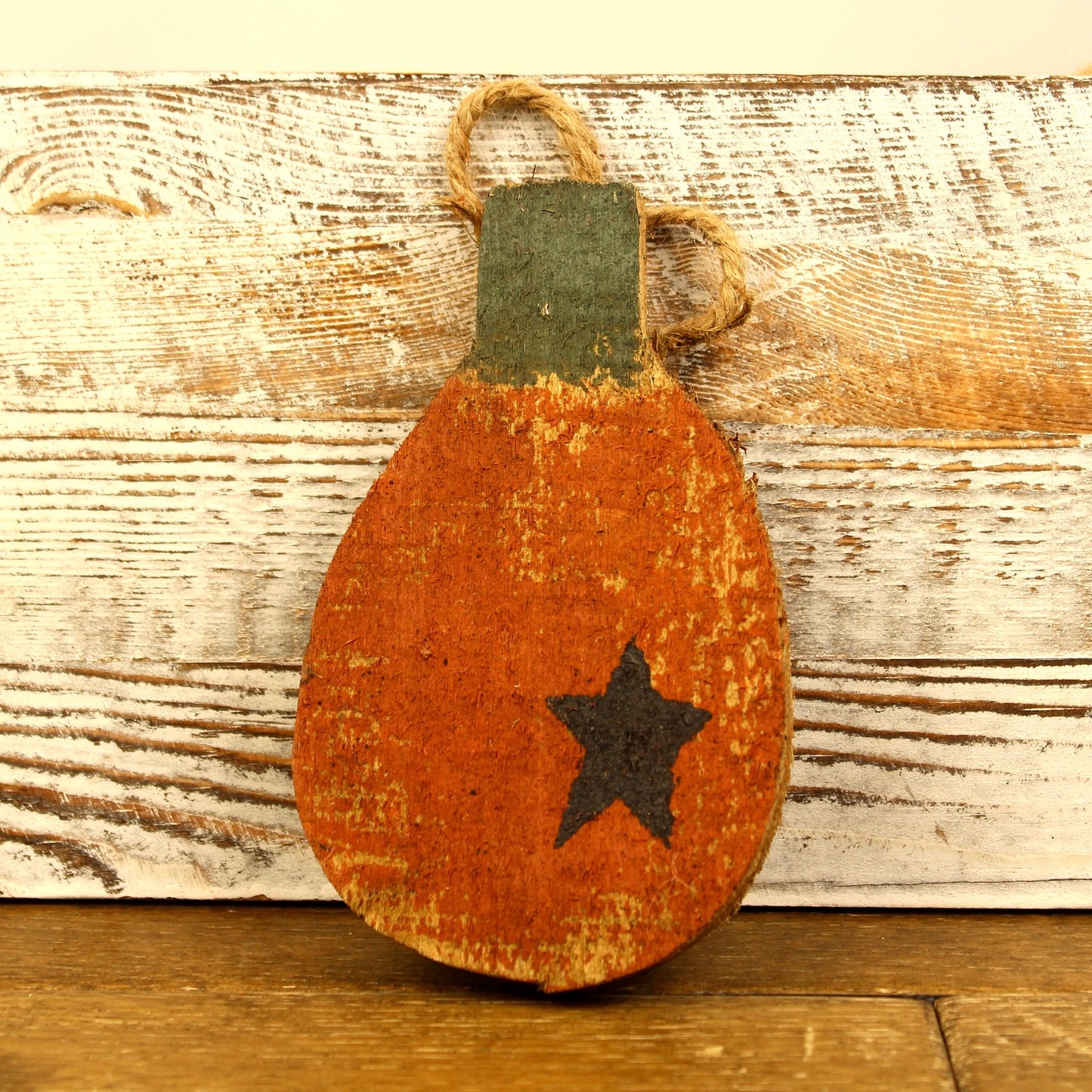 Rustic Wood Orange Hanging Pumpkin