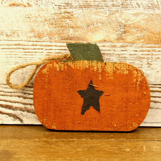 Rustic Wood Orange Hanging Pumpkin