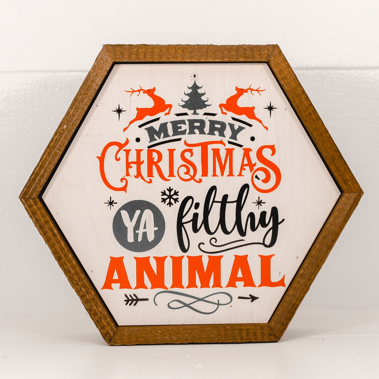 Merry Christmas Ya Filthy Christmas Decor - Hexagon